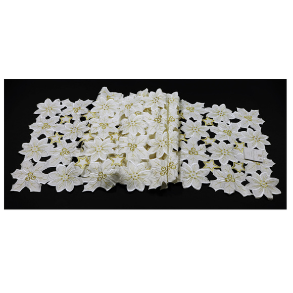 NWT Flor de Navida Ivory Cutwork Table Runner - Picture 2 of 3
